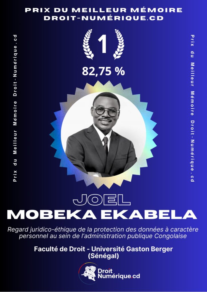 Prix du Meilleur Mémoire Droit-Numérique.cd : Joël Mobeka Ekabela lauréat de la 1ʳᵉ édition