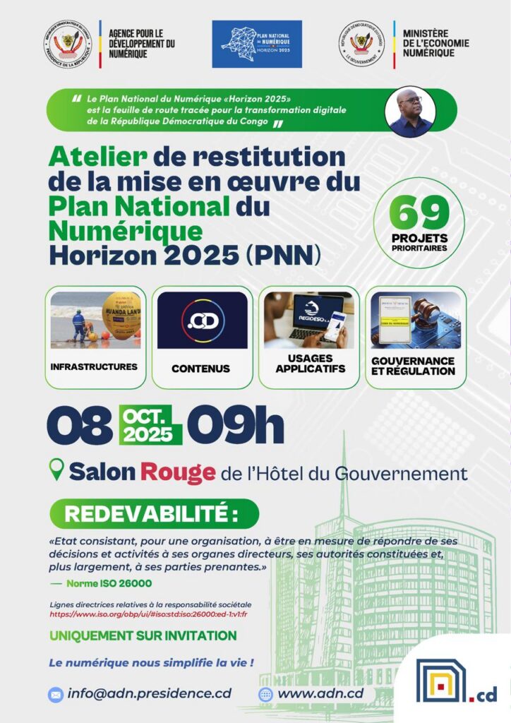 RDC : Restitution de la mise en œuvre du Plan National du Numérique Horizon 2025