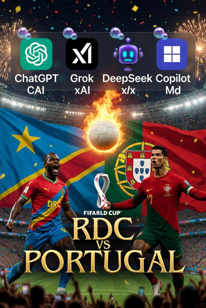 Coupe du Monde RDC vs Portugal : Les pronostics d’avant match de Chatgpt, Grok, DeepSeek et Copilot
